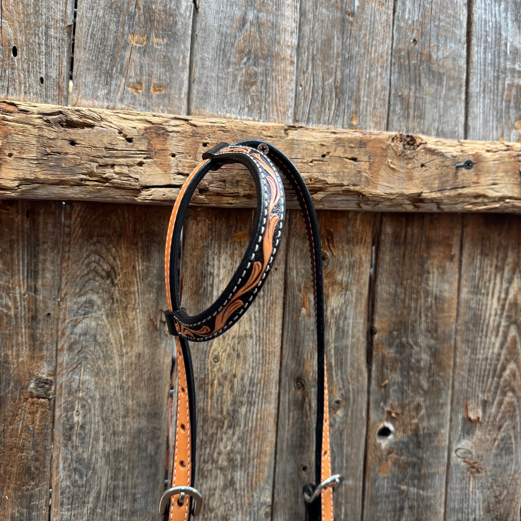 Two Tone Floral One Ear Headstall / Bridle #24385