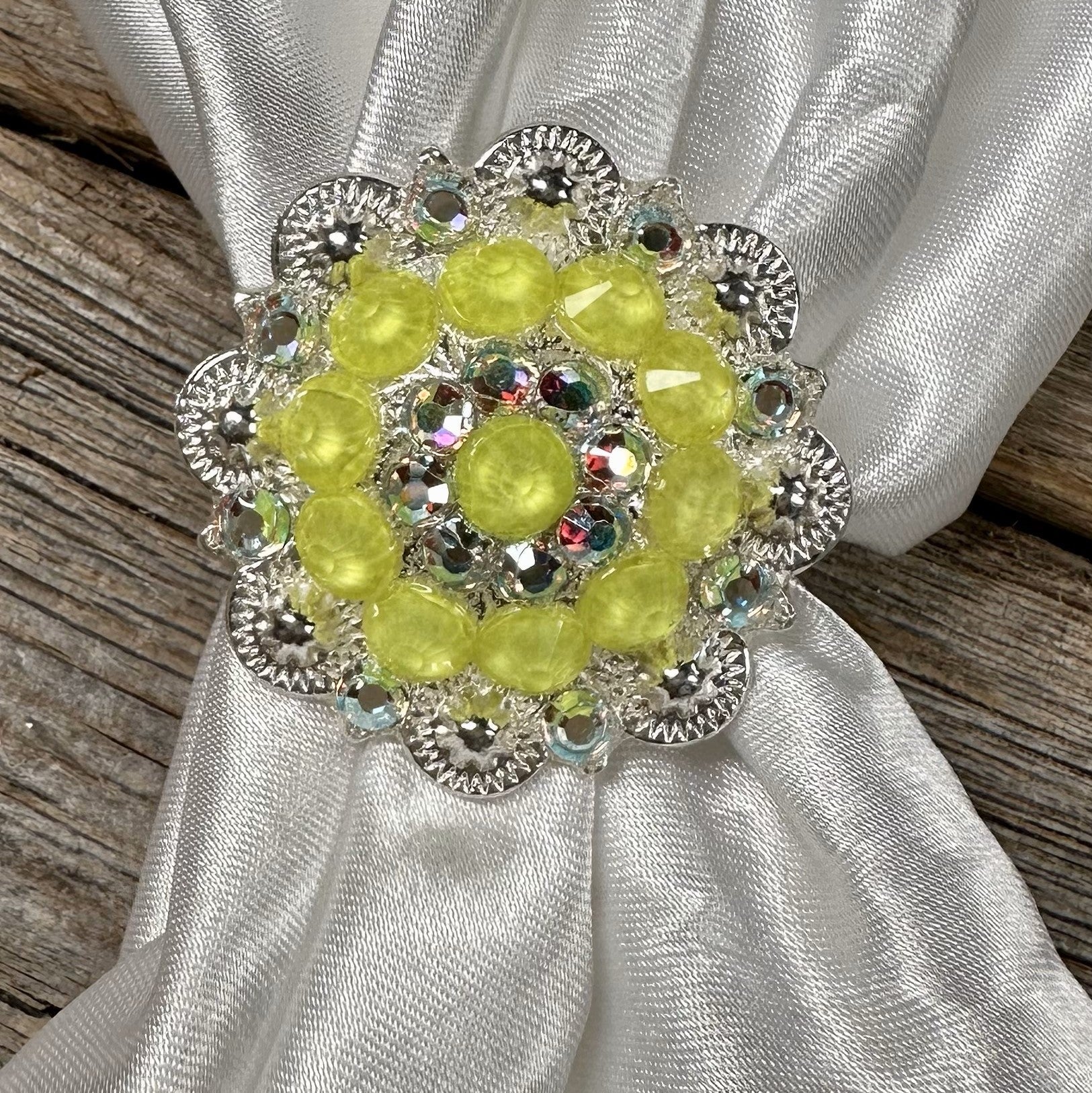 Bright Silver Neon Yellow and AB Wild Rag Slide #WRSBSNYAB - RODEO DRIVE