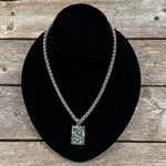 Floral Rectangle Fashion Turquoise Pendant Necklace