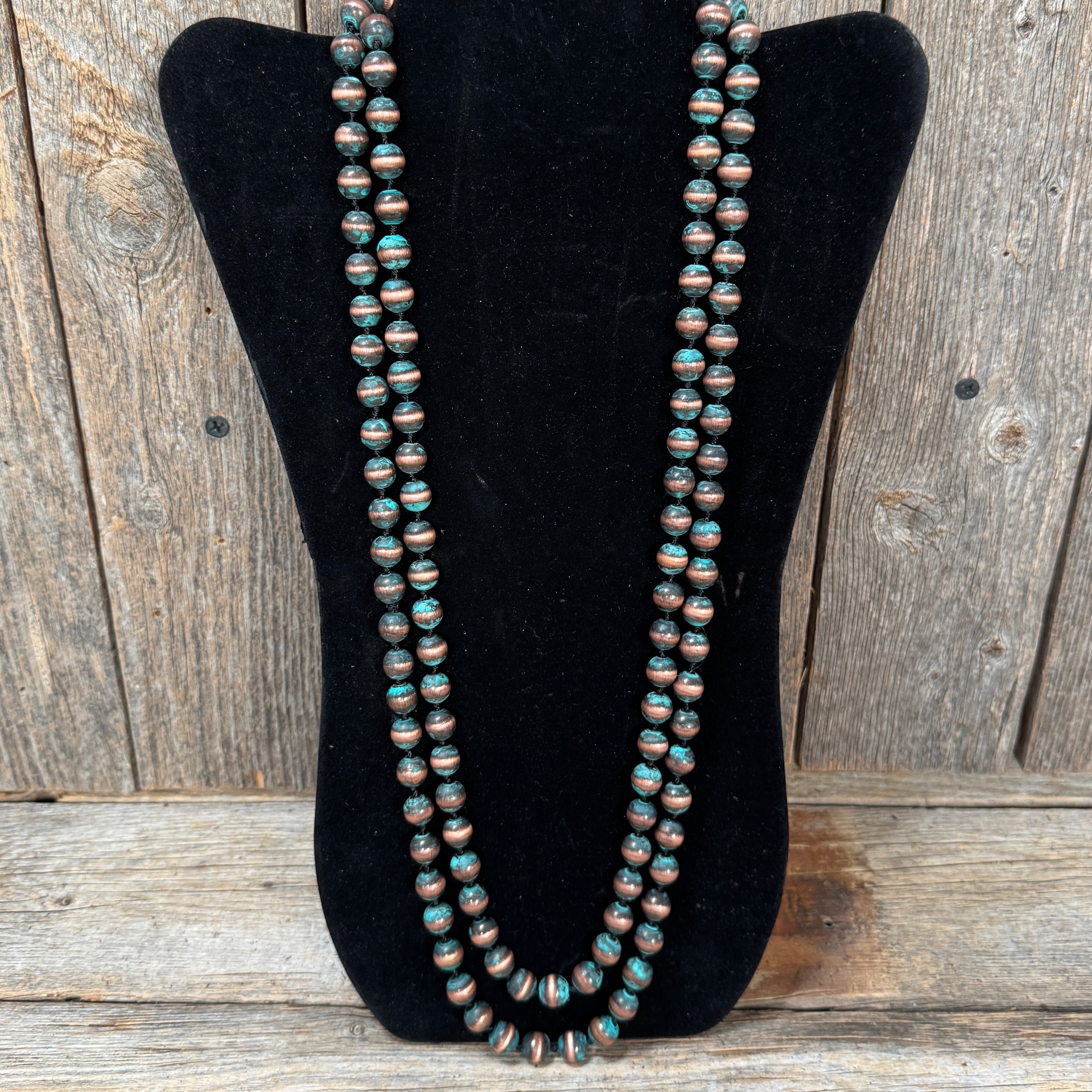 60" Patina Copper Fashion Navajo Pearl Necklace
