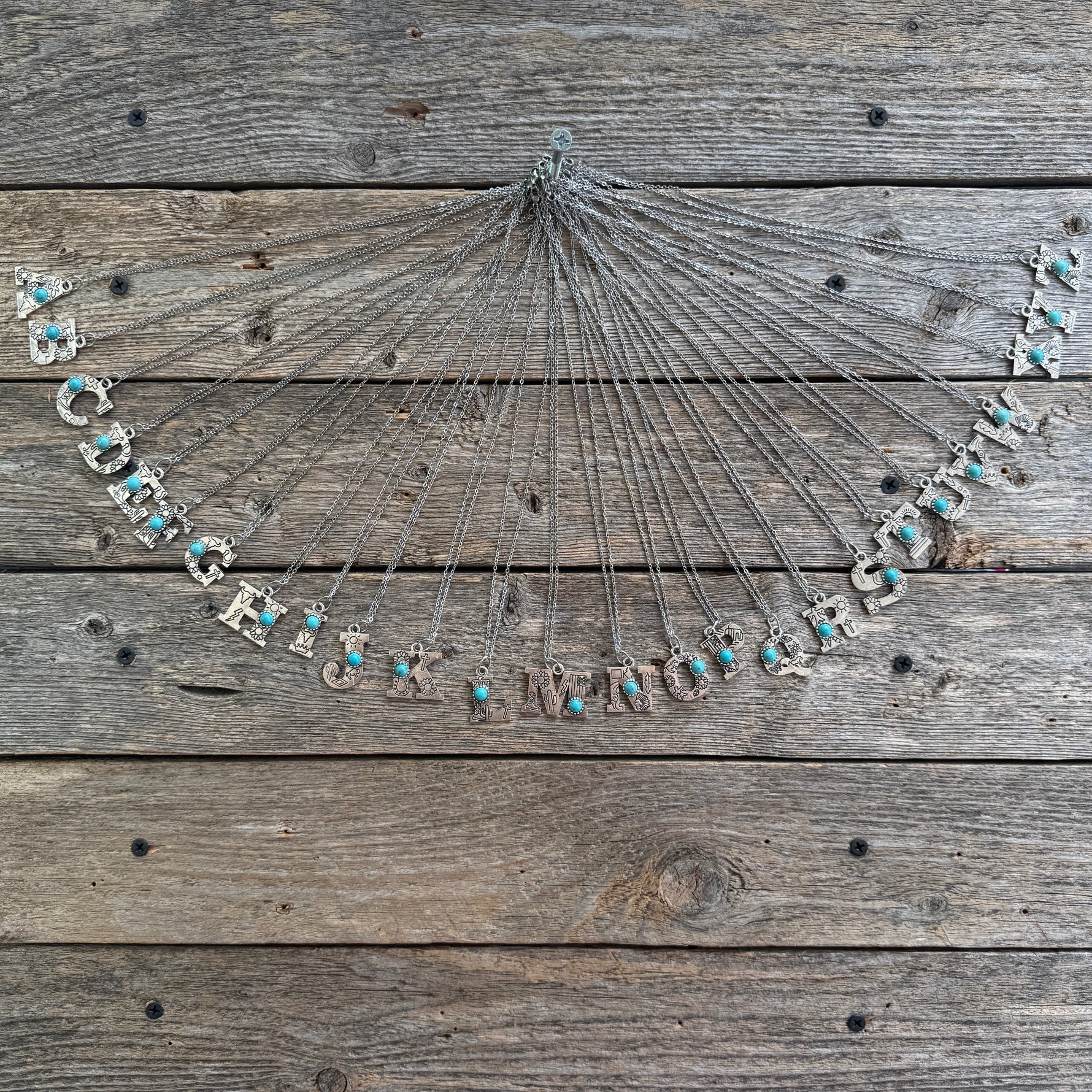 Fashion Turquoise Alphabet Pendant Necklace