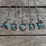 Fashion Turquoise Alphabet Pendant Necklace