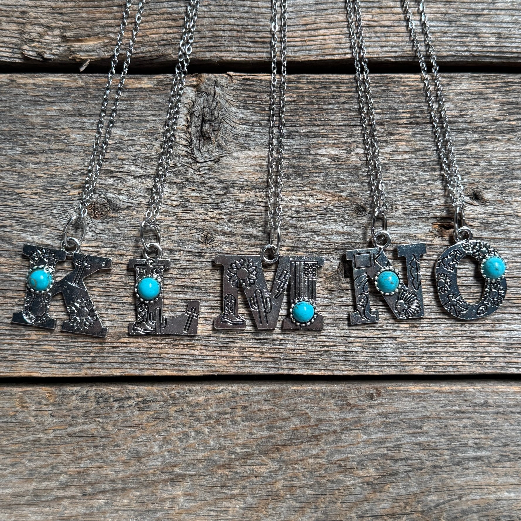 Fashion Turquoise Alphabet Pendant Necklace
