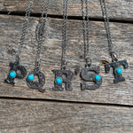 Fashion Turquoise Alphabet Pendant Necklace