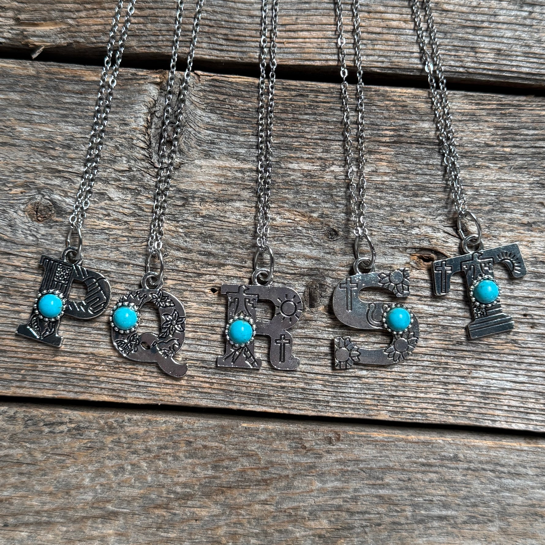 Fashion Turquoise Alphabet Pendant Necklace