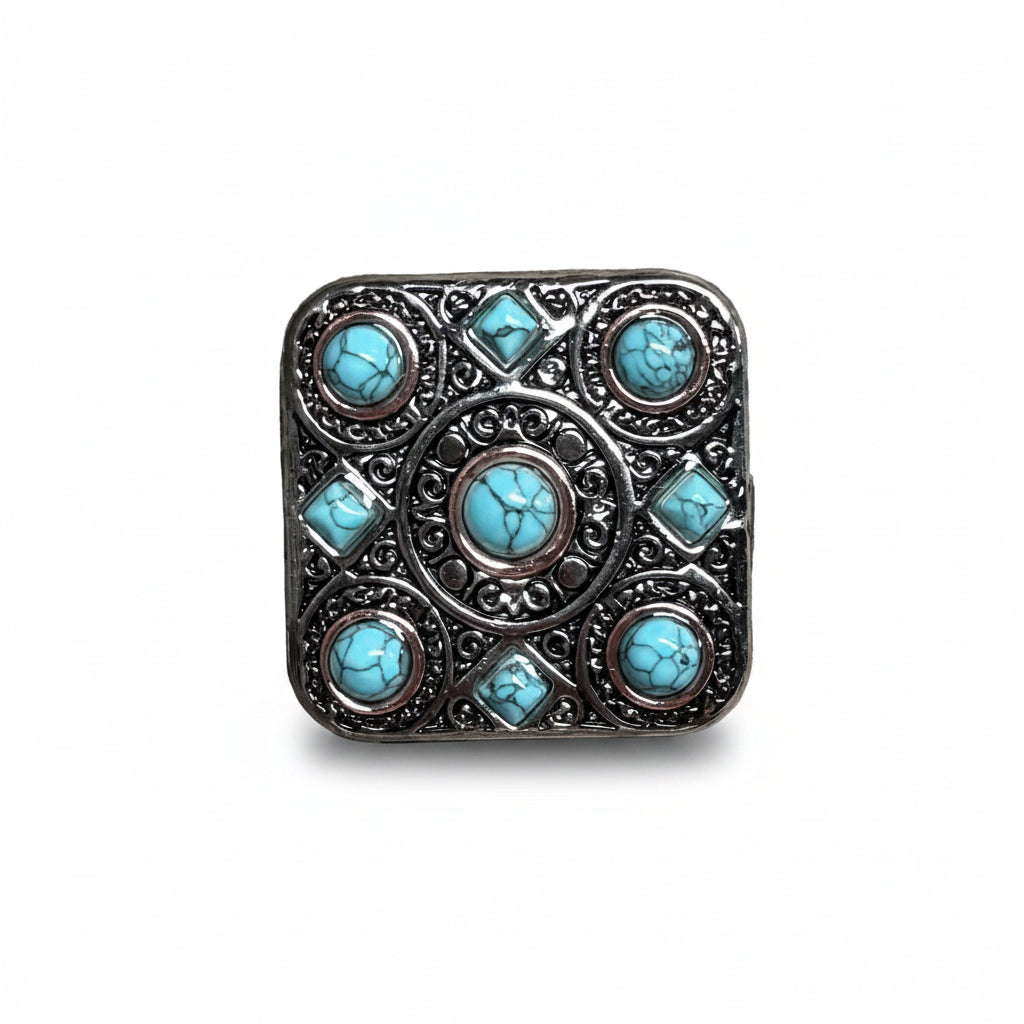 Antique Silver and Copper Square Turquoise Western Conchos W243