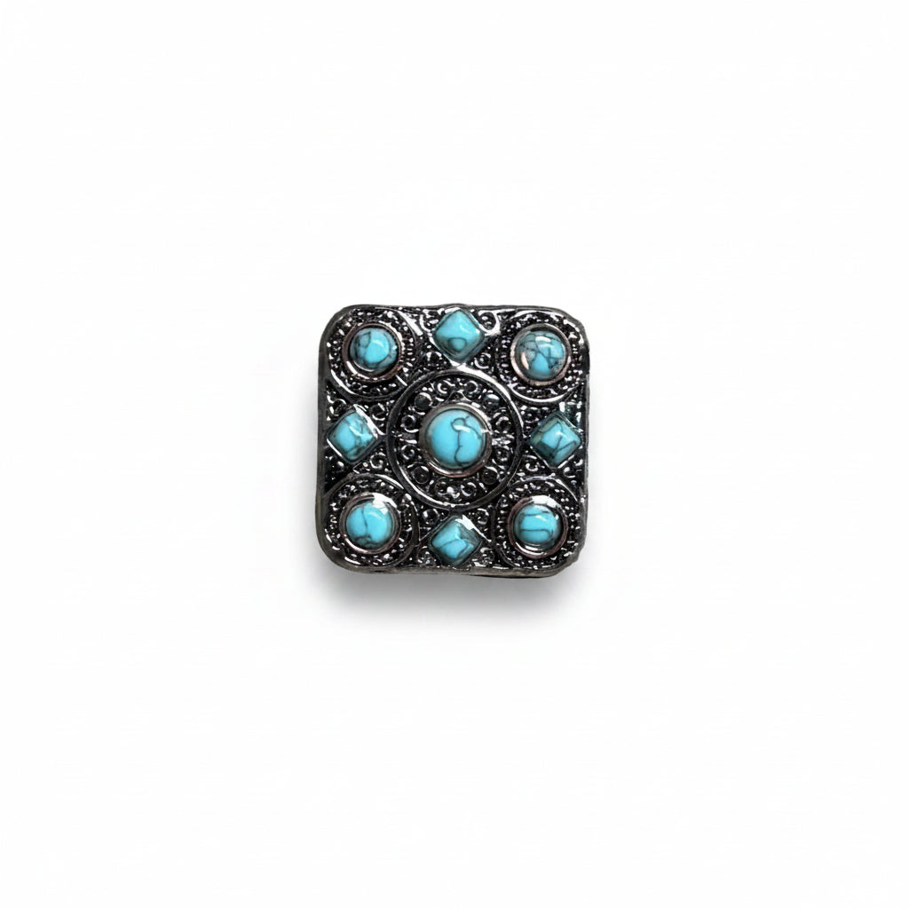 Antique Silver and Copper Square Turquoise Western Conchos W243