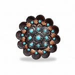 Antique Silver and Copper Square Turquoise Western Conchos W243