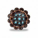 Antique Silver and Copper Square Turquoise Western Conchos W243