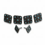 Antique Silver and Copper Square Turquoise Western Conchos W243