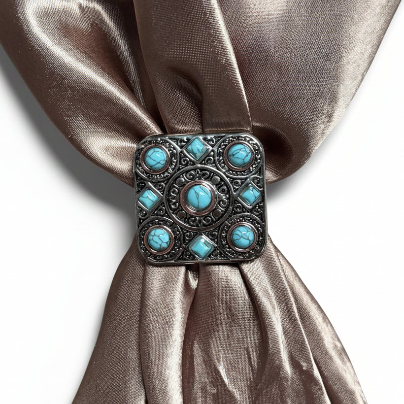 Antique Silver and Copper Square Turquoise Western Conchos W243