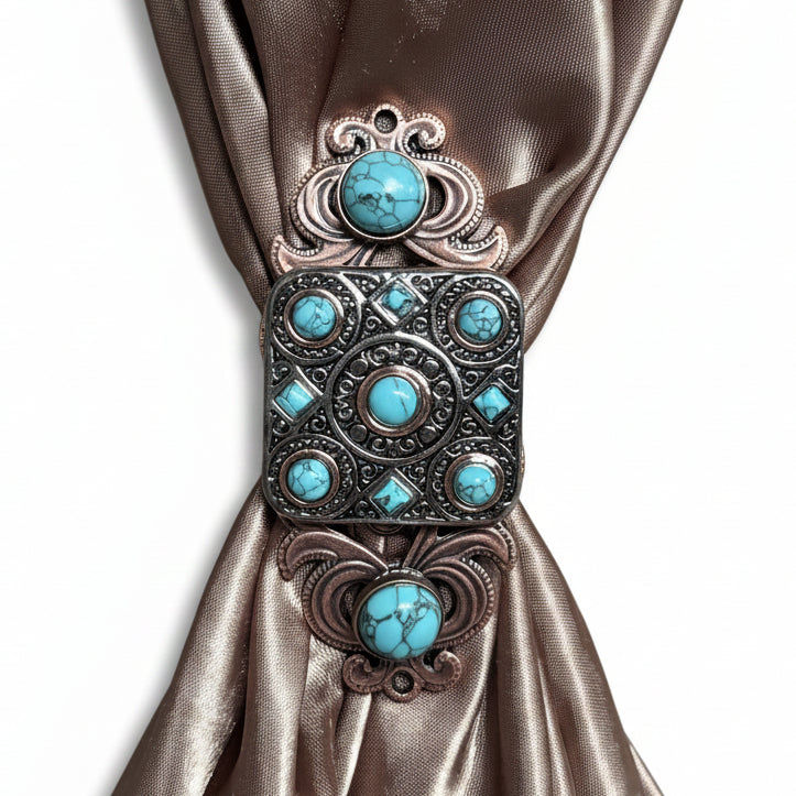 Antique Silver and Copper Square Turquoise Western Conchos W243