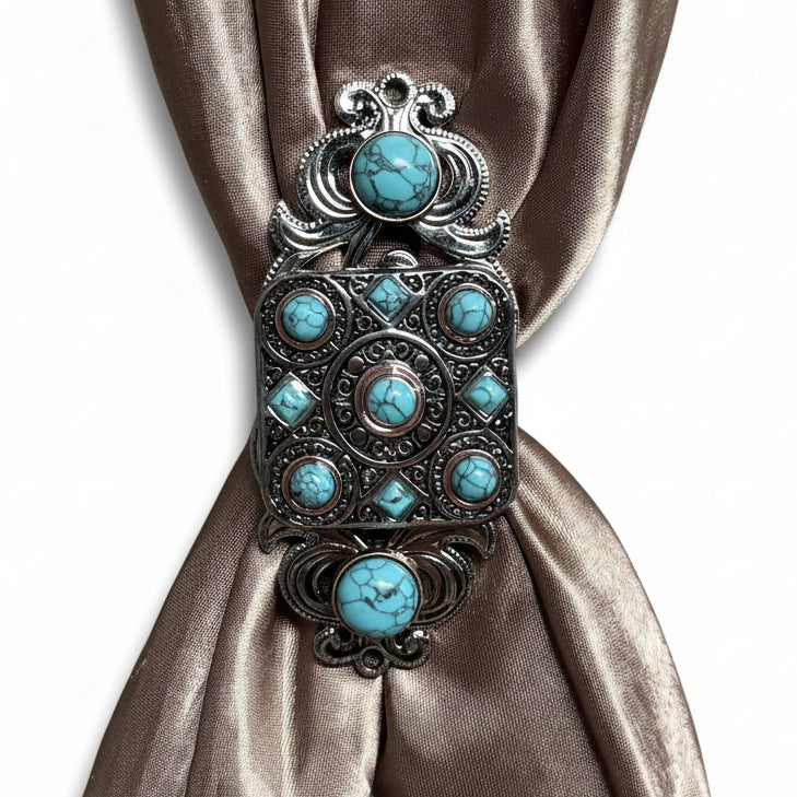 Antique Silver and Copper Square Turquoise Western Conchos W243