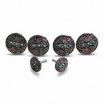Antique Silver and Copper Turquoise Floral Western Conchos W245