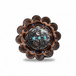 Antique Silver and Copper Turquoise Floral Western Conchos W245