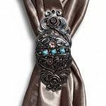 Antique Silver and Copper Turquoise Floral Western Conchos W245