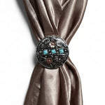 Antique Silver and Copper Turquoise Floral Western Conchos W245