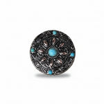 Antique Silver with Copper Petals and Turquoise Western Concho W246