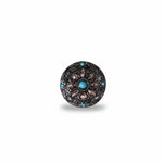 Antique Silver with Copper Petals and Turquoise Western Concho W246