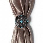Antique Silver with Copper Petals and Turquoise Western Concho W246