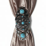 Antique Silver with Copper Petals and Turquoise Western Concho W246