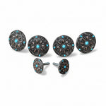 Antique Silver with Copper Petals and Turquoise Western Concho W246