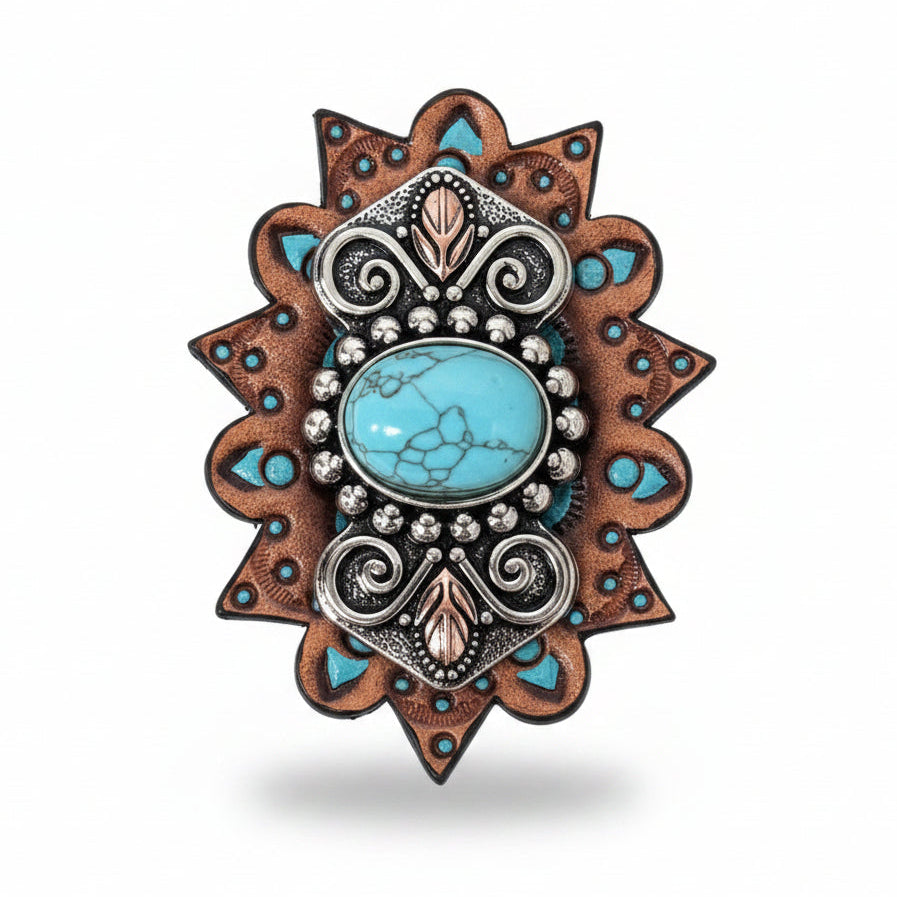 Antique Silver and Turquoise Bowtie W248