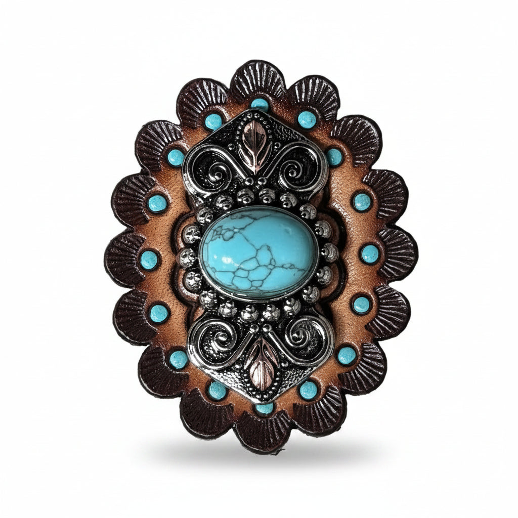 Antique Silver and Turquoise Bowtie W248