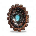 Antique Silver Shield with Turquoise Stone Western Concho W252