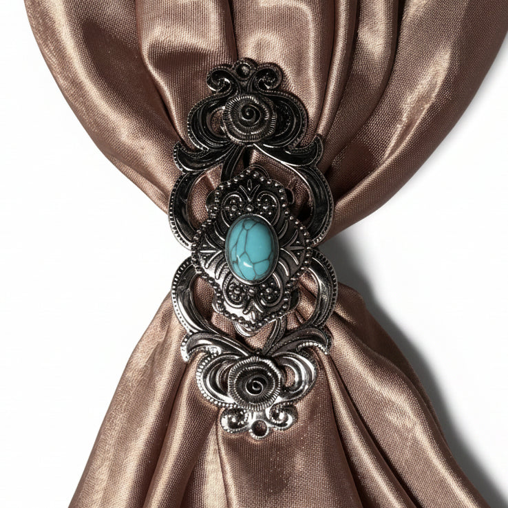Antique Silver Shield with Turquoise Stone Western Concho W252