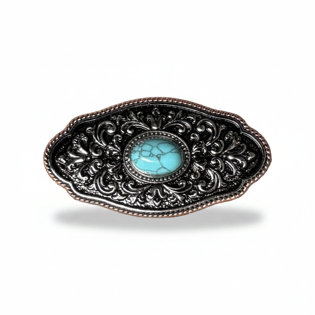 Oblong Antique Silver and Copper Turquoise Western Conchos W254