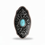 Oblong Antique Silver and Copper Turquoise Western Conchos W254