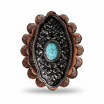 Oblong Antique Silver and Copper Turquoise Western Conchos W254