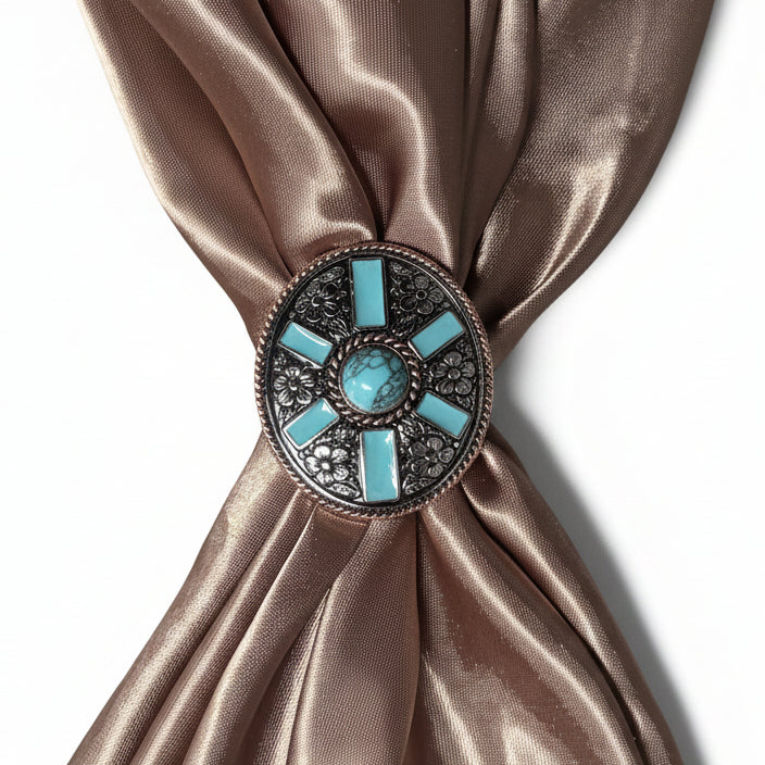 Oval Antique Silver and Copper Turquoise Western Conchos W255