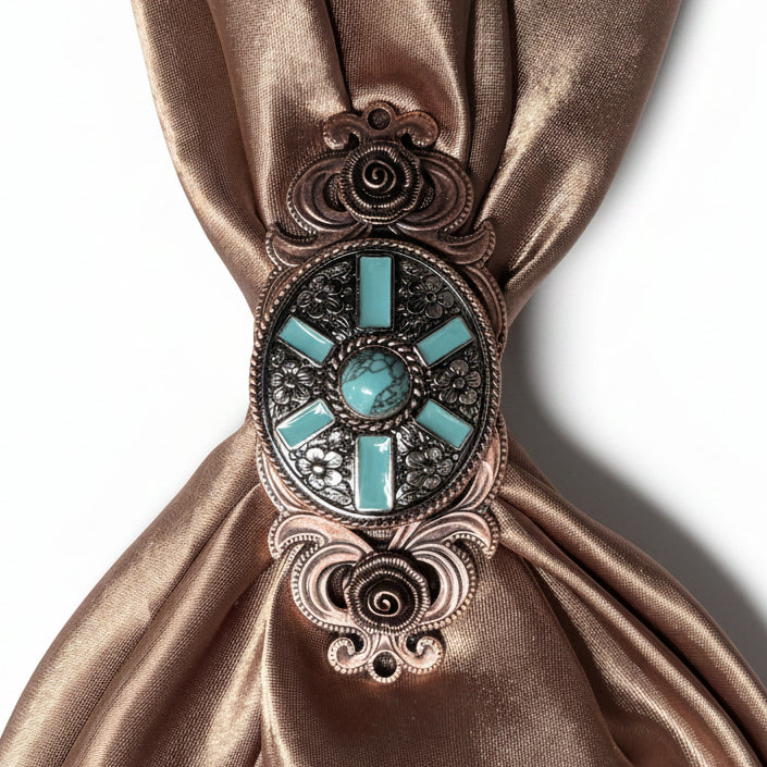 Oval Antique Silver and Copper Turquoise Western Conchos W255