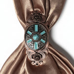 Oval Antique Silver and Copper Turquoise Western Conchos W255