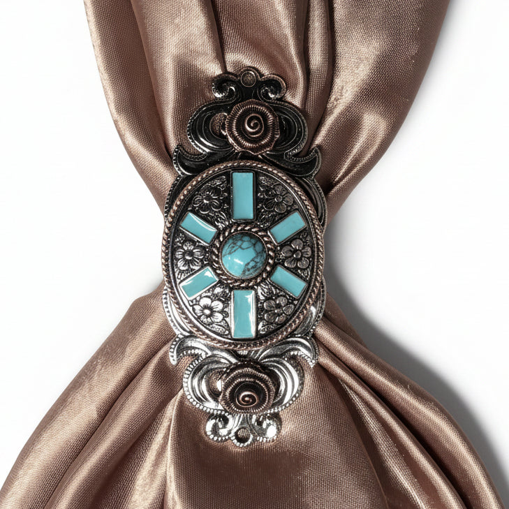 Oval Antique Silver and Copper Turquoise Western Conchos W255