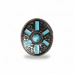 Oval Antique Silver and Copper Turquoise Western Conchos W255
