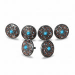 Antique Silver Turquoise and Copper Flower W257