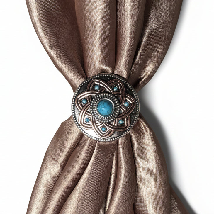Antique Silver Turquoise and Copper Flower W257
