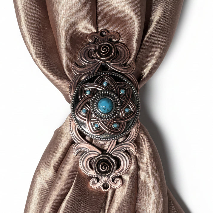 Antique Silver Turquoise and Copper Flower W257