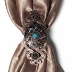 Antique Silver Turquoise and Copper Flower W257