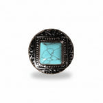 Antique Silver and Copper Dot Turquoise Concho W258