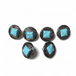 Antique Silver and Copper Dot Turquoise Concho W258