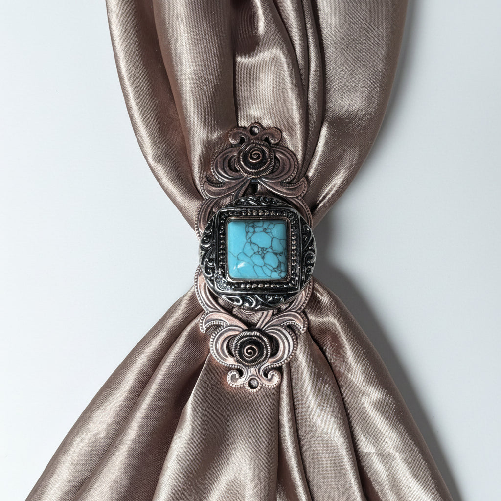 Antique Silver and Copper Dot Turquoise Concho W258