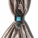 Antique Silver and Copper Dot Turquoise Concho W258
