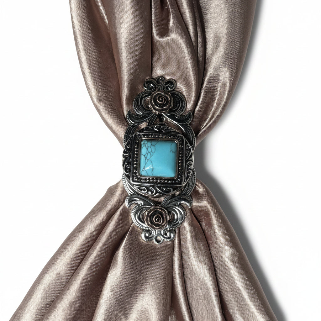 Antique Silver and Copper Dot Turquoise Concho W258