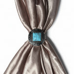 Antique Silver and Copper Dot Turquoise Concho W258