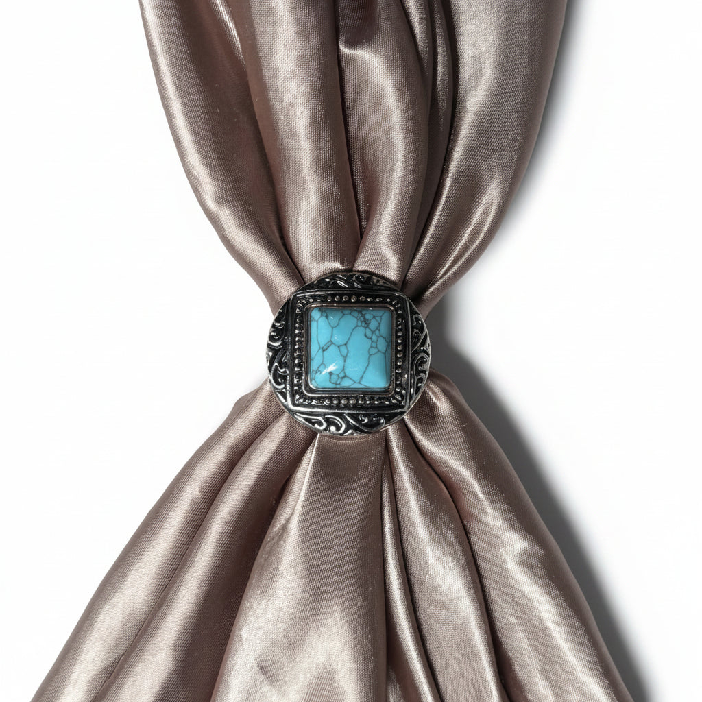 Antique Silver and Copper Dot Turquoise Concho W258