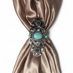 Antique Silver Floral and Turquoise Concho W260